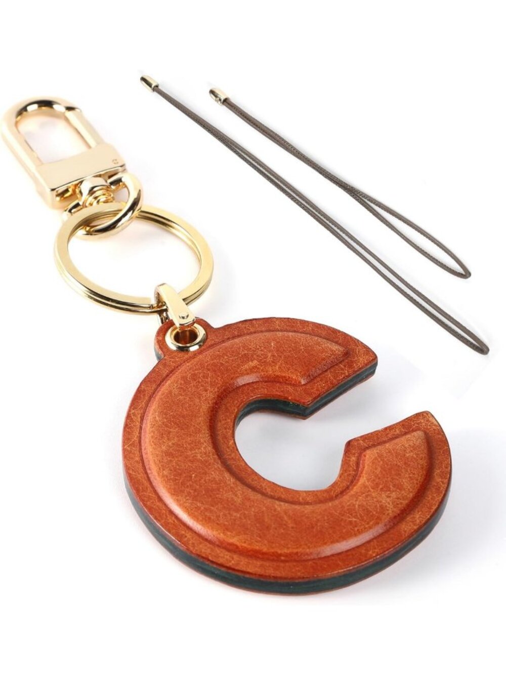 Handmade Leather Initial Keychain Charm | Custom Luxury Bag & Car Pendant